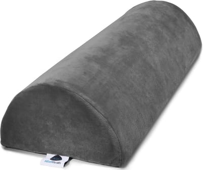 XXL Halve Maan Kussen voor Been-, Rug- en Nekondersteuning - Comfortabel Traagschuim Bolster met Wasbare Grijze Hoes (56x22x5 cm)