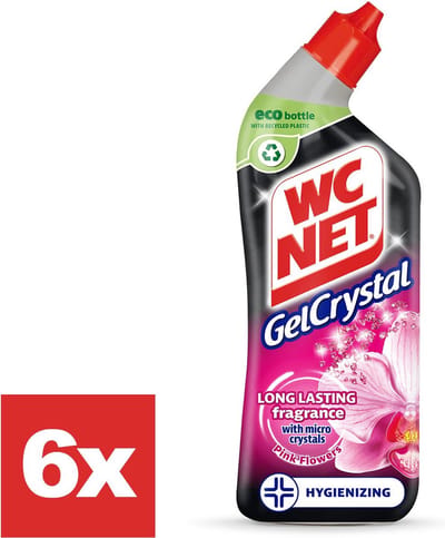 WC NET Gelcrystal Toiletreiniger - Pink Flowers - 6 flessen - Voordeelverpakking