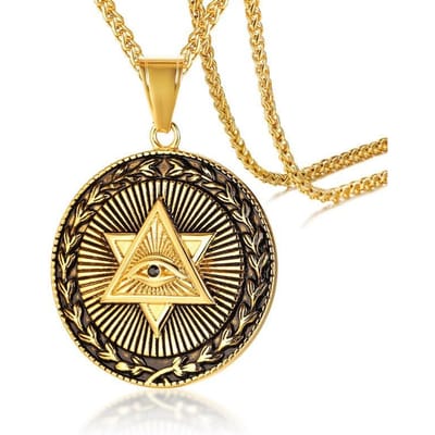 Nouveau Produit de l'Œil de Dieu Pendentif Dendrock Doré pour Homme Style Européen et Américain beige