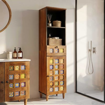 vidaXL Badkamerkast met lade met plank Walnotenhout 38 x 33 x 160 cm