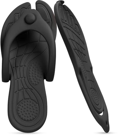Aomig Teenslippers voor dames en heren, antislip, met getextureerde zool, opvouwbare teenslippers, badslippers voor reizen, strand, vakantie, douche, zomer, sport, zwembad (zwart-40/41)