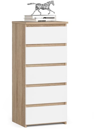 Ladekast CL5 met 5 Lades / AKORD Furniture Factory / Sonoma Eik - Wit / 40 x 92 x 35 cm