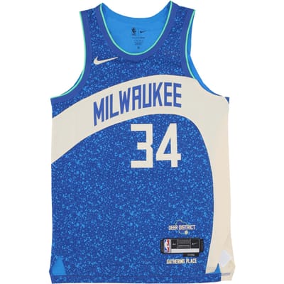 Basketbaltanktop voor heren Nba City Edition 2023/24 Adv Authentic Jersey nr. 34 Giannis Antetokounmpo Milbuc Photo Blue