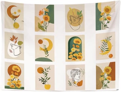 Ulticool Wandkleed Grieken Romeinen Bloemen Room Decor - 200x150 cm - Groot wandtapijt - Decoratie Lente Zomer - Poster