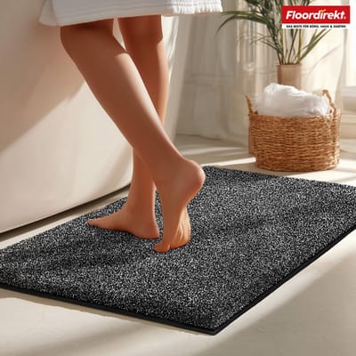 FLOORDIREKT Badmat NASA - Antraciet 50 x 80 cm - Zachte & Duurzame Badmat met Verstevigde Randen - Waterabsorberend & Onderhoudsvriendelijk