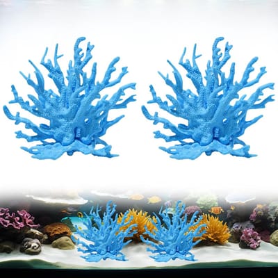 Solidchoice - 2 Stuks Aquarium Decoratie Kunstkoraal - Blauw Accessoires voor Waterlandschap