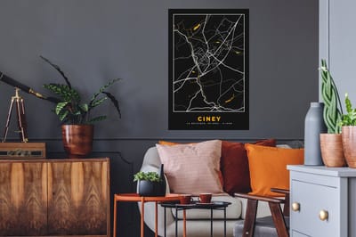 Muurstickers - Sticker Folie - Stadskaart - Plattegrond - Ciney - Goud - Kaart - 60x90 cm - Plakfolie - Muurstickers Kinderkamer - Zelfklevend Behang - Zelfklevend behangpapier - Stickerfolie