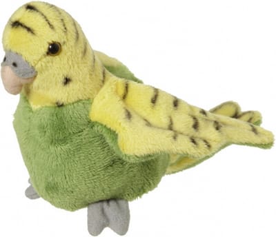 Nature Planet Knuffeldier Parkiet - pluche knuffel vogel - groen 16 cm - huisdier