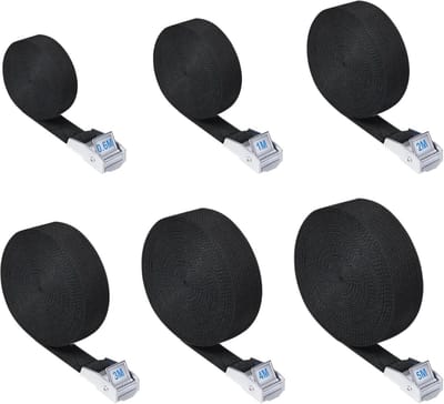 Spanbanden Set van 6 - Verstelbare Riemen met Ratel en Clipsluiting voor Fiets en Motor - 25 mm Breed