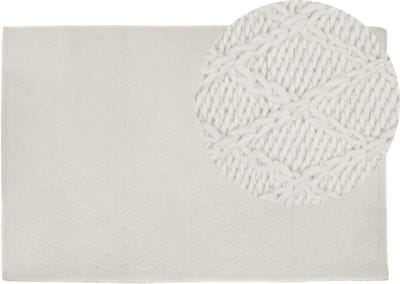 ERZIN - Laagpolig vloerkleed - Gebroken wit - 140 x 200 cm - Wol