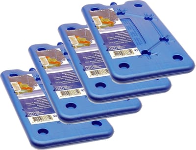 Koelelement - 4x - blauw - polyethyleen - 400 gram - L25 x B14 x H1,5 cm