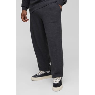 Plus Relaxed Fit Knitted Sweat Tracksuit | Charcoal | Size 2XL