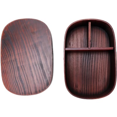 Boîte à déjeuner en bois Récipient alimentaire portable Vaisselle pour Maison Bureau Pique-nique CampingPeint gray