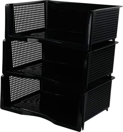 Online Europe Postbakje Zwart set van 3 stuks, Opening 33 cm x 25cm x 13cm (D15)