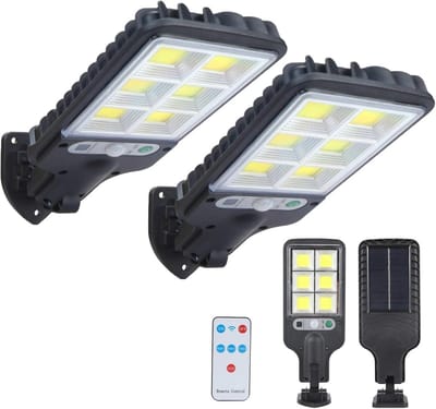 Buitenlamp op zonne-energie met bewegingsmelder - Waterdichte zonnelamp voor tuin, garage en erf met afstandsbediening