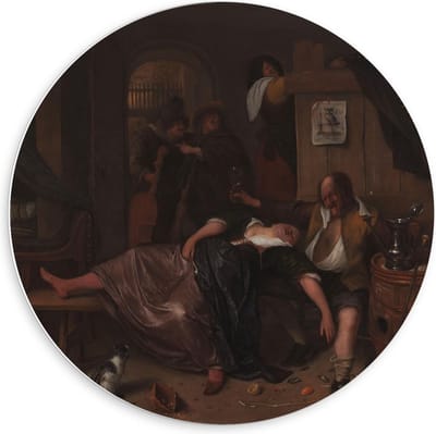 KuijsFotoprint - Schilderij - Oude Meesters Het Dronken Paar. Jan Havicksz. Steen. Ca. - Wit En Bruin - 60 X 60 Cm