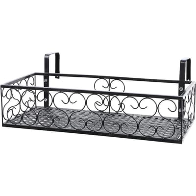 IJzeren Balkon Hangende Bloemenrek Pottenstandaard Plantenopslag Reling Plank Decoratie wit
