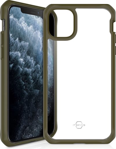 ITSkins Hoesje geschikt voor Apple iPhone 11 Pro Telefoonhoesje Hardcase | ITSkins HybridSolid Backcover Shockproof | Schokbestendig iPhone 11 Pro Telefoonhoesje | Anti Shock Proof - Kaki | Transparant,groen