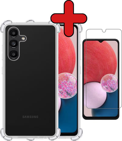 Hoesje - Met Screenprotector - Geschikt voor Samsung Galaxy A13 5G - Sterk & Shockproof - Back Cover - Siliconen Case - Telefoon Hoes - Shock Proof - Telefoonhoes - Transparant