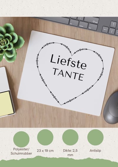 Akyol - liefste tante Muismat - Tante - de liefste tante - verjaardag - cadeautje voor tante - tante artikelen - kado - geschenk - 23 bij 19 cm