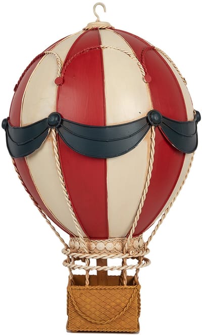 Clayre & Eef Decoratie Beeld Luchtballon Ø 26x42 cm Rood Beige Metaal