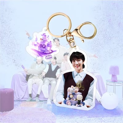 BTS 2023 10th Anniversary Plastic Keyring Acrylic Keychain J Hope [Sleutelhanger]