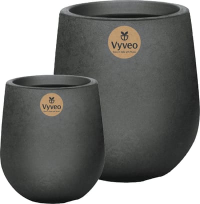Vyveo - Bloempot Amari - Set van 2 - Zilver metallic - Bloempot voor binnen en buiten - Lichtgewicht - Breukbestendig - Vorstbestendig - UV-bestendig