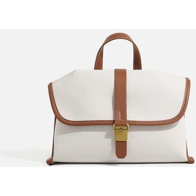 Niche Ontwerp Stof Messenger Bag, Dames Zomer Casual Canvas Tas, Enkele Schouder Crossbody Handvat Kleine Vierkante Tas wit