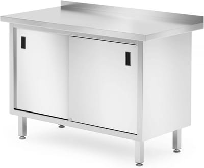 HENDI Wandwerktafel met kast – gelast – 1200x600x850 mm – roestvast staal – verstelbare voeten