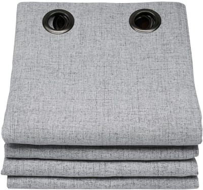 MOONDREAM ThermActiv® 2in1 Winter+Zomer Thermisch Gordijn | Anti-Koude en Anti-Warmte Isolatie | 100% Verduisterend | Gepatenteerde Technologie | EU | Oogjes | Grijs MC733 | 130 x 260 (BxH) cm
