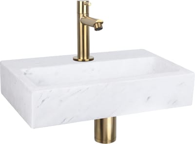 Differnz Flat Fonteinset - Marmer - Kraan recht mat goud - 38 x 24 x 8 cm