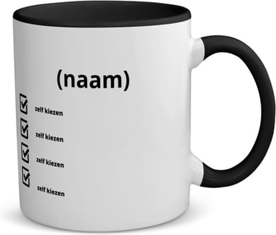 Akyol - recept voor koffie eigen keuze en met je eigen naam koffiemok - theemok - zwart - Koffie - koffie drinkers/liefhebbers - eigen koffie recept - verjaardagscadeau - cadeau - kado - geschenk - verjaardag - collega's - 350 ML inhoud