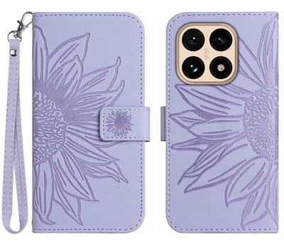 Coverup Hoesje - Geschikt voor Xiaomi 15T Hoesje - Coverup Zonnebloem Book Case met Koord - Lavendel