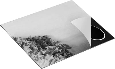 Chefcare Inductie Beschermer Groene Sla op Grijze Marmer - Zwart Wit - 60x50 cm - Afdekplaat Inductie - Kookplaat Beschermer - Inductie Mat