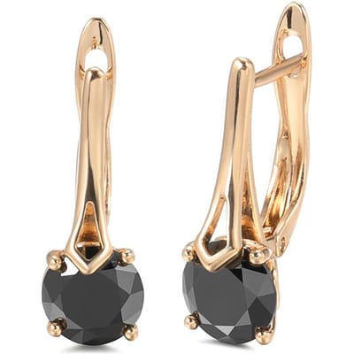 Eenvoudige Zwarte Natuurlijke Zirconia Clipoorbellen Voor Vrouwen Trendy Rose Goudkleur Bruids Oorbellen Fijne Sieraden beige