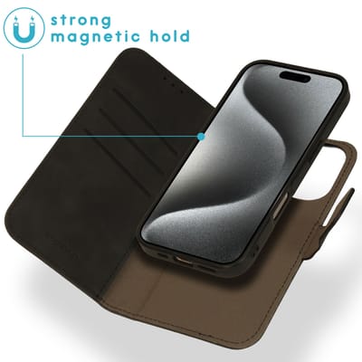 imoshion Hoesje - Geschikt voor Apple iPhone 16 Pro - Uitneembare 2-in-1 Luxe Bookcase - Zwart
