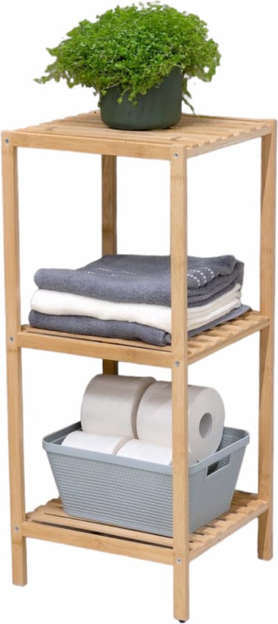 alpina Badkamerrek - 3 Etages - 33 x 32 x 77,5 CM - Badkamermeubel - Ecologisch Bamboe Hout