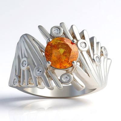 Cavill - Zilveren ring 925 Sterling - Spaanse sfaleriet 1,564 ct & Tanzanische zirkonen 0,15 ct - moderne, elegante sieraden met edelstenen
