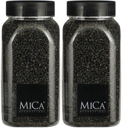 Mica Decorations decoratie stenen/granulaat - 2x - 650ml - antraciet - hobby steentjes