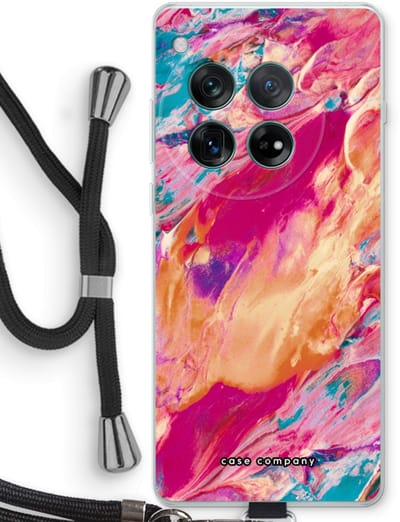 Case Company® - Hoesje met koord geschikt voor OnePlus 12r hoesje met Koord - Pastel Echoes - Telefoonhoesje met Zwart Koord - Bescherming aan alle Kanten en Over de Schermrand