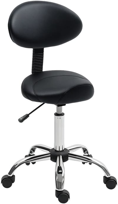 NordHaus Kruk met wielen - Werkkruk - Salonkruk - 360° draaibaar en verstelbaar - 83-98 cm Zwart