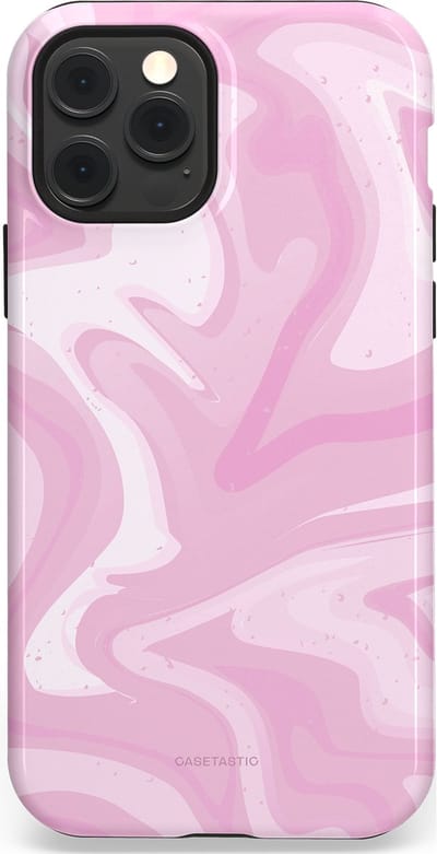 Casetastic hoesje geschikt voor Apple iPhone 12 / Apple iPhone 12 Pro - MagSafe - Dubbellaagse bescherming - Zoet Roze Marmer - Fashion Case - Lichtroze Wit