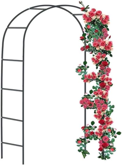 Rozenboog Tuin - Bruiloft Decoratie - Klimplanten Ondersteunen - Poedergecoat Smeedijzer - 240 cm - Zwart