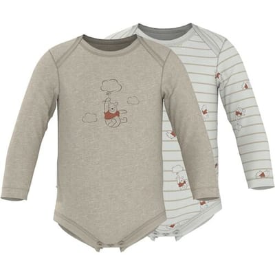 LUPILU Set van 2 baby rompers (Beige/wit, 50/56)