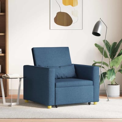vidaXL - Uittrekbare - slaapbank - eenpersoons - Blauw - 90 - x - 165 - x - 87 - cm - Stof