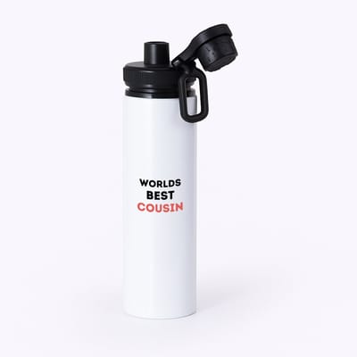 Hacebo® - worlds best cousin waterfles met draaidop zwart - Neef - de beste neef - verjaardagscadeau - verjaardag - cadeau - cadeautje voor neef - neef artikelen - kado - geschenk - gift - water fles - 850ML