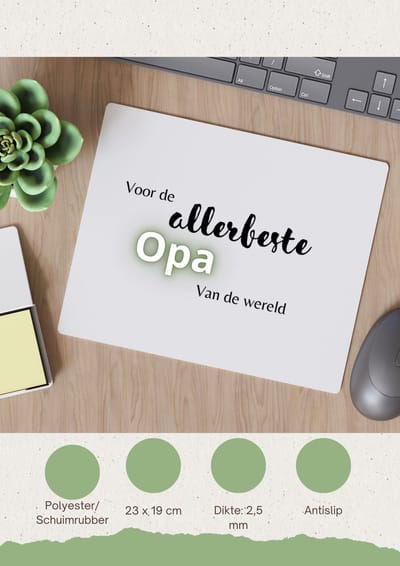 Akyol - voor de allerbeste opa van de wereld Muismat - Opa - de beste opa - verjaardagscadeau - verjaardag - cadeau - cadeautje voor opa - opa artikelen - kado - geschenk - gift - 23 bij 19 cm