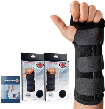 Medische brace spalk voor 's nachts bij carpaletunnelsyndroom - Nachtbrace Polsblessures - F.D.A. Medisch Hulpmiddel Handboek (Rechts)