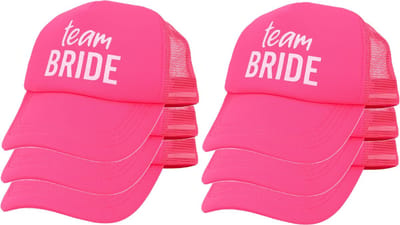Boland Vrijgezellenfeest baseballcap/petje - 6x - Team Bride - roze - dames - polyester