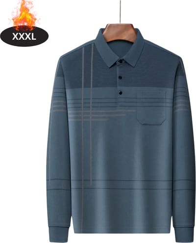 Livano Poloshirt Heren - T-Shirt Heren - Shirt - Overhemd - Polo Shirt Lange Mouwen - Blauw - XXXL